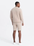 Men's jacquard knit jacket + shorts set - light beige V2 Z73