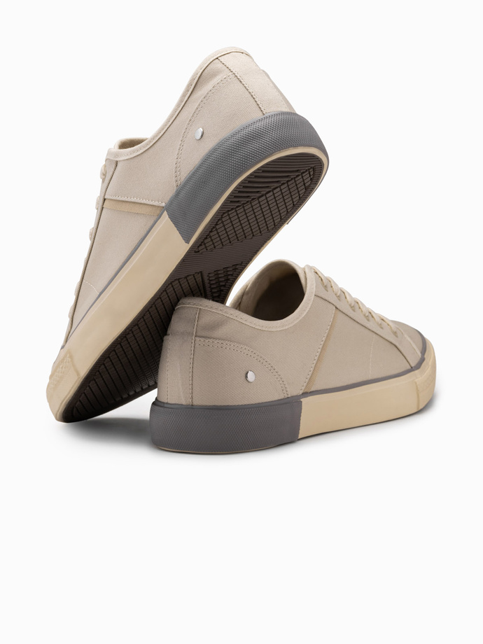 Pantofi sport clasici pentru bărbați cu nituri - crem V2 OM-FOTL-0147