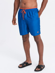 Men's two-tone ribbed swim shorts - dark blue V5 OM-SRBS-0141