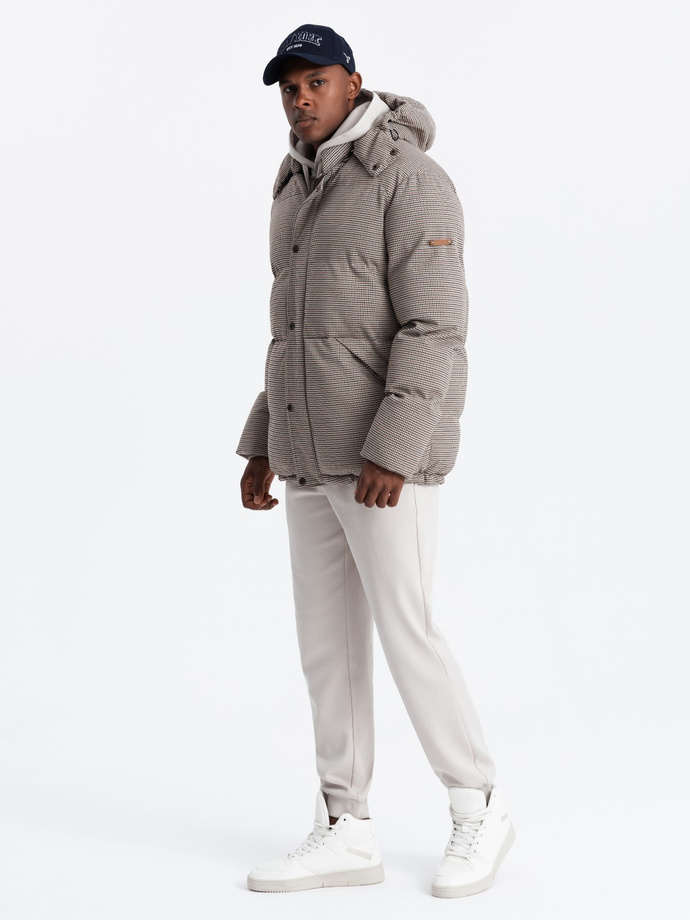 Jachetă puffer peplum pentru bărbați cu izolație puternică - maro V1 OM-JAHP-0174