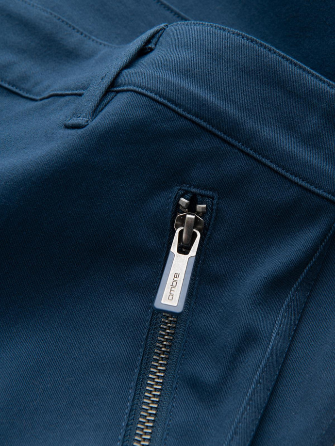 Pánske nohavice STRAIGHT LEG cargo s vreckami na zips - tmavomodré V1 OM-PACG-0204