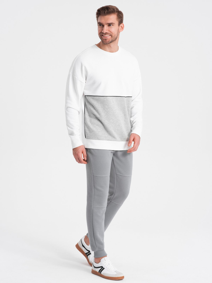 Pantaloni de trening bărbătești din țesătură ottoman - gri V5 OM-PASK-0129