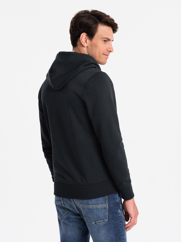 Men's unbuttoned cotton BASIC sweatshirt - black V9 OM-SSBZ-0160