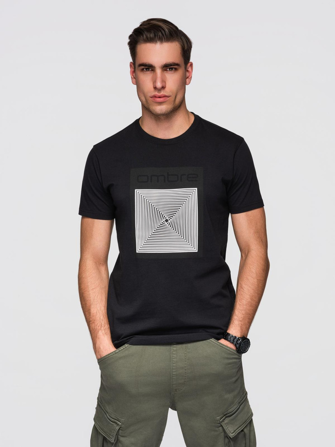 Men's cotton t-shirt with double printed logo - white V1 OM-TSPT-0211 