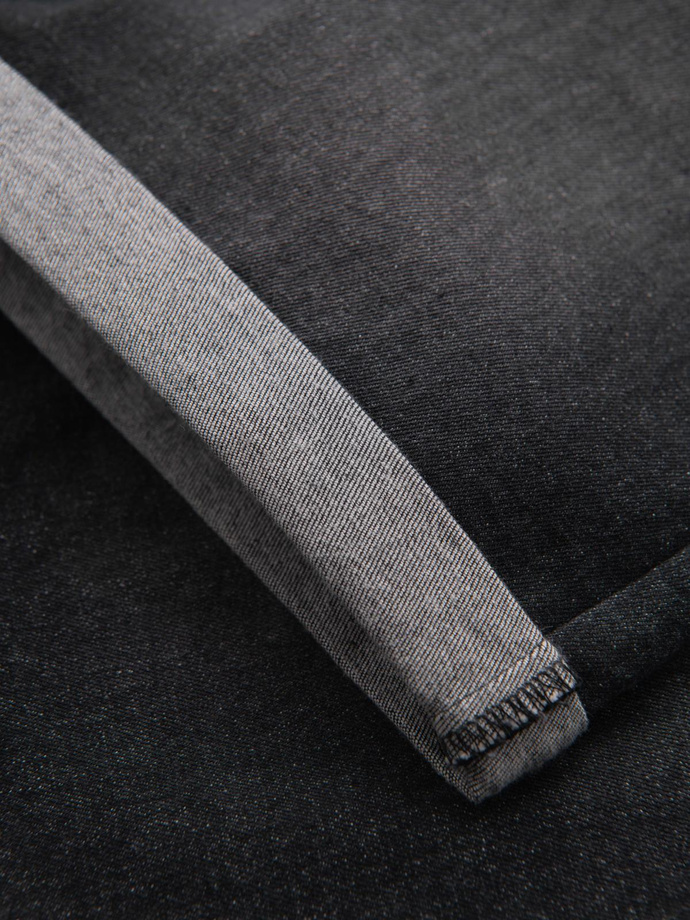 Pánské džínové šortky s ohrnutou nohavicí - černé V3 OM-SRDS-0164