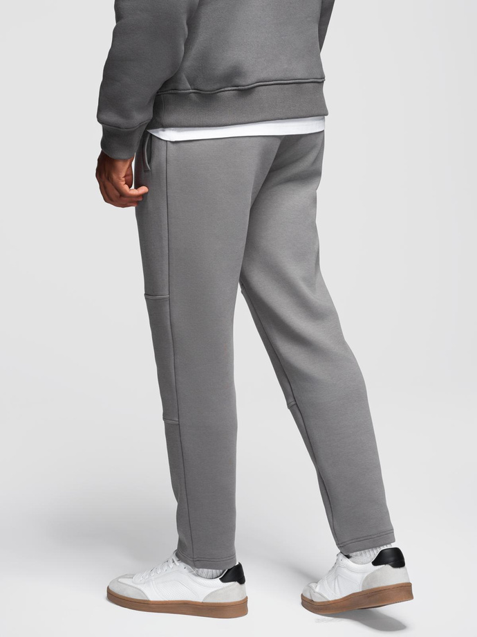 Men's sweatpants with straight leg and rubber details - grey V3 OM-PASK-0281