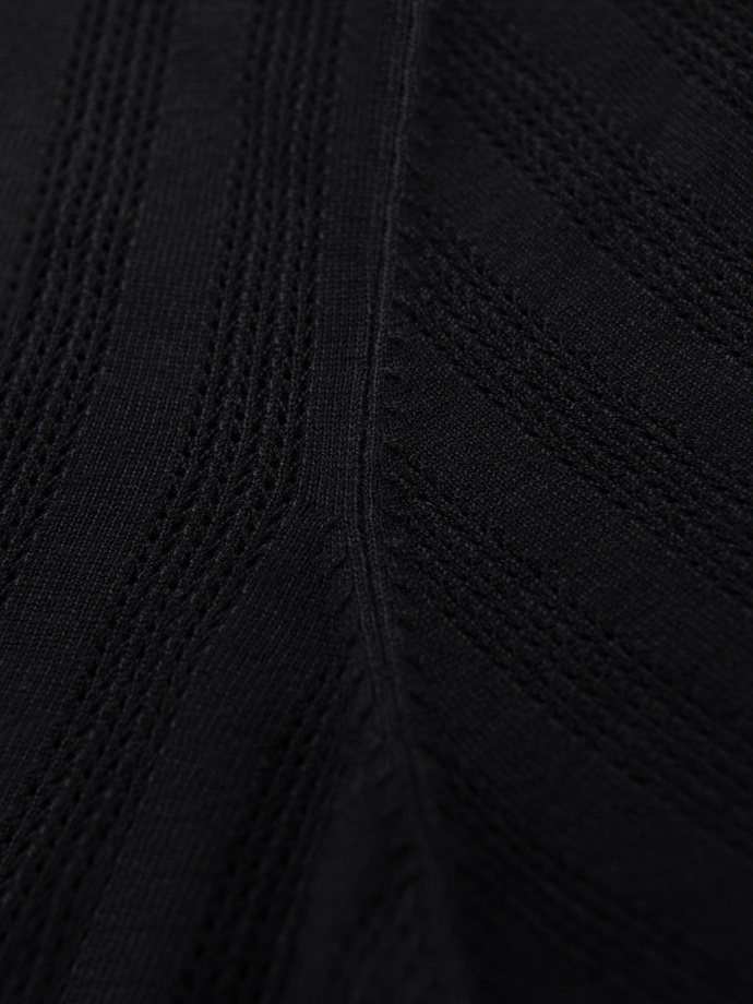 Tricou polo pentru bărbați cu fermoar la decolteu - negru V2 OM-POSS-0158