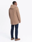 Men's long parka sherpa jacket - beige V1 OM-JALJ-0181