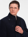 Men's coat with asymmetrical fastening - navy blue V3 OM-COWC-0102