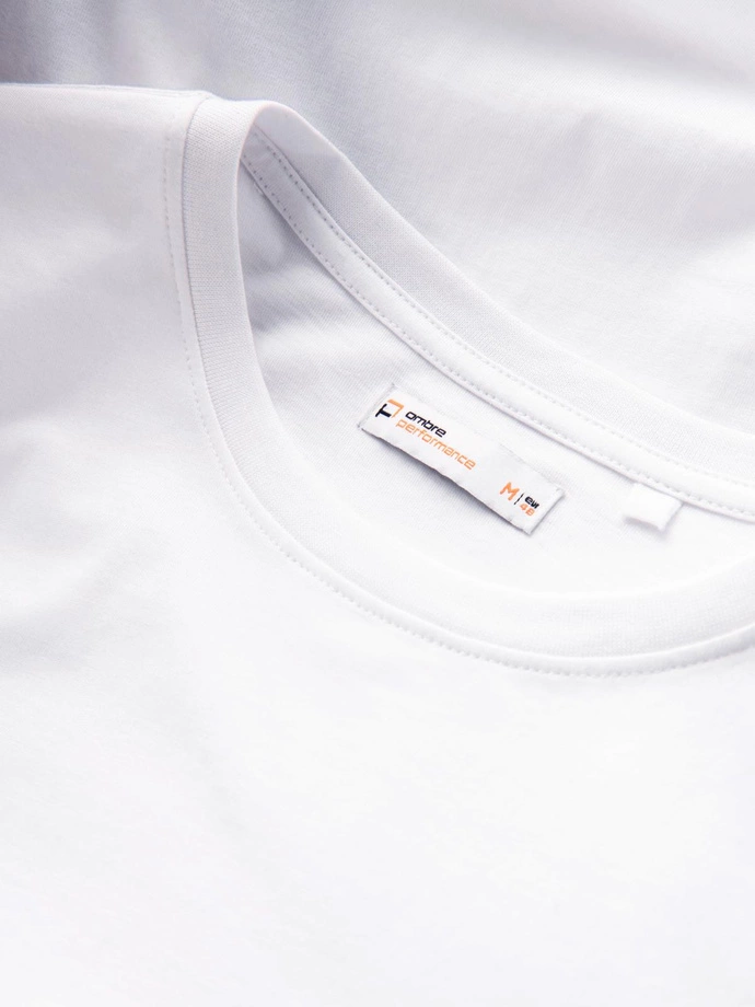 Men's cotton t-shirt with contrasting two-tone print - white V2 OM-TSPT-0219