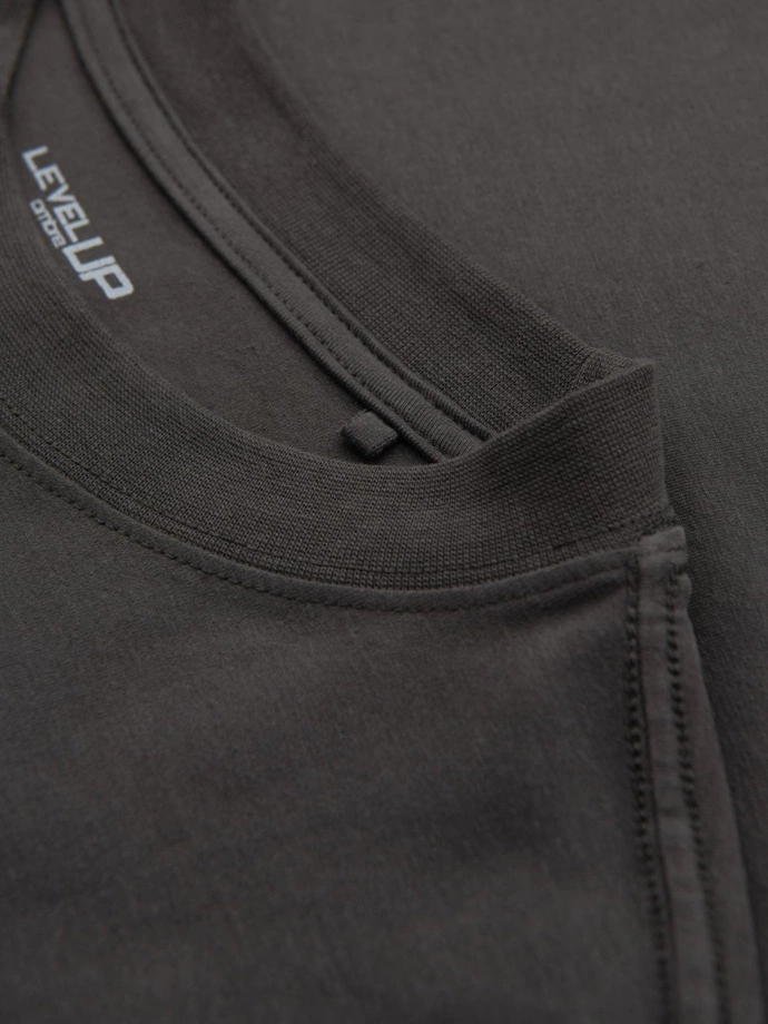 Pánské bavlněné tričko LOOSE FIT s kulatým výstřihem - šedozelené V3 OM-TSBC-0234