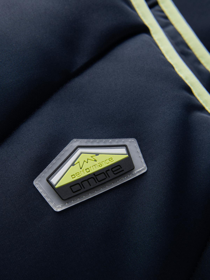 Jachetă fără mâneci matlasată pentru bărbați cu accente neon - albastru marin V3 OM-JAVJ-0210