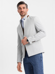 Men's melange rayon jacket with stand-up collar - grey melange V4 OM-BLZB-0131