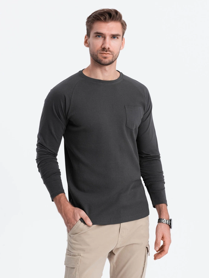 Men's longsleeve with "waffle" texture - graphite V5 OM-LSCL-0109