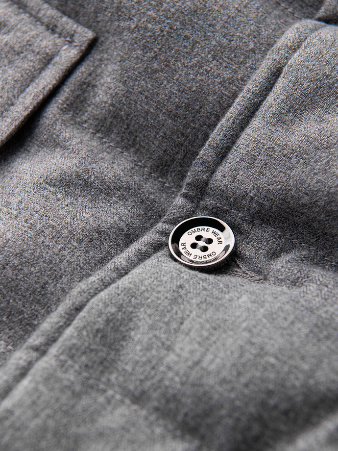 Men's jacket with a jacket cut with a fleece lining - gray V1 OM-JALP-0170 