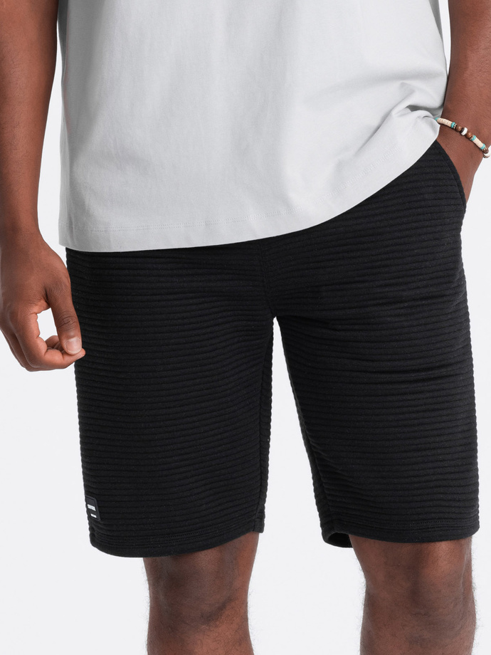 Men's short ottoman knit sweat shorts - black V4 OM-SRSK-0150