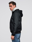 Men's lightweight jacket with mesh lining and hood - black V4 C640
