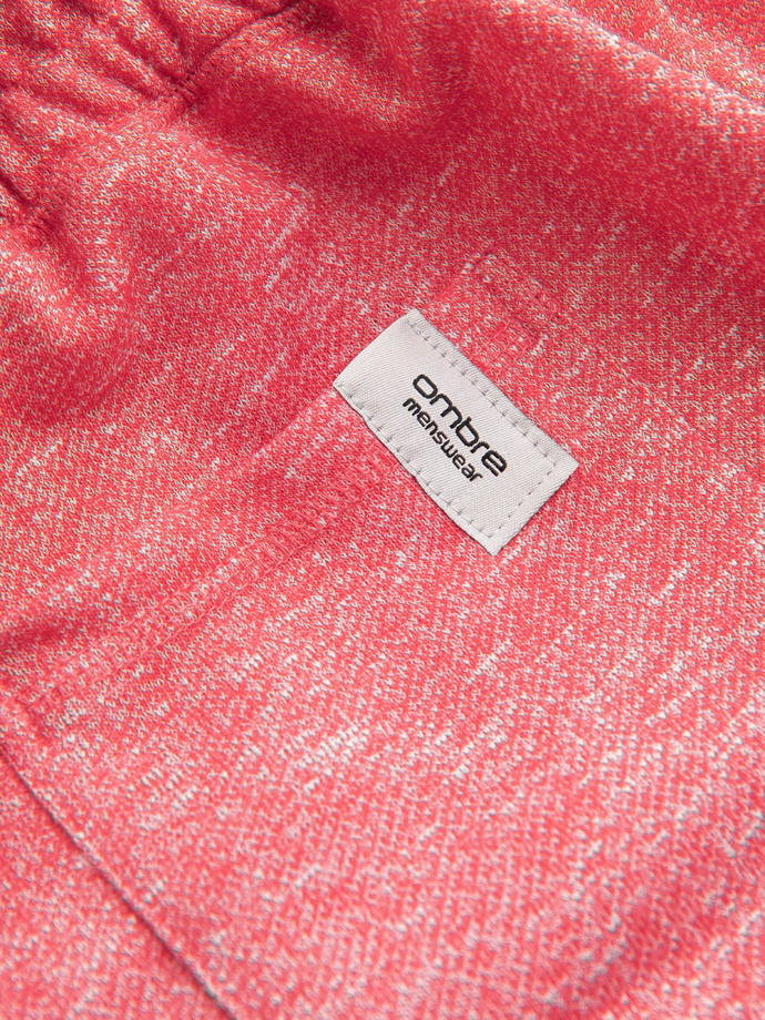 Vyriški LOOSE FIT melanžinio audinio šortai - šviesiai raudoni V7 OM-SRSK-0116