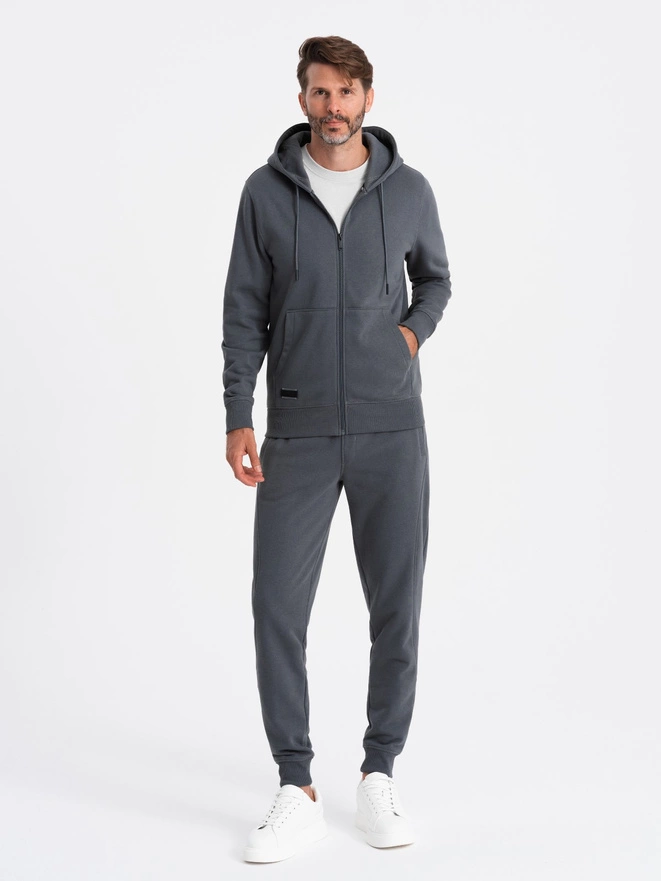 BASIC men's tracksuit set unbuttoned sweatshirt + joggers - graphite V11 Z86