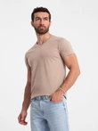 Tricou clasic din bumbac pentru bărbați cu decolteu în V BASIC - frasin V21 OM-TSBS-0145