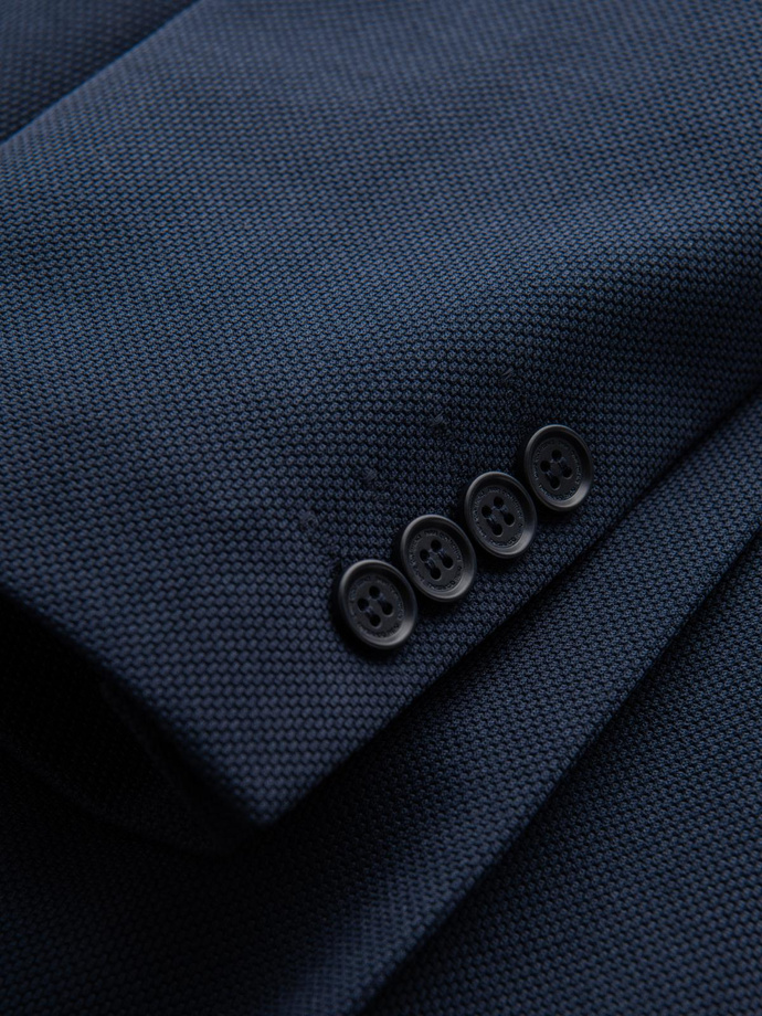 Men's tailored structured coat with high collar - navy blue V2 OM-COWC-0117