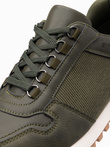 Patchwork men's sneaker shoes in combined materials - dark olive V4 OM-FOSL-0144