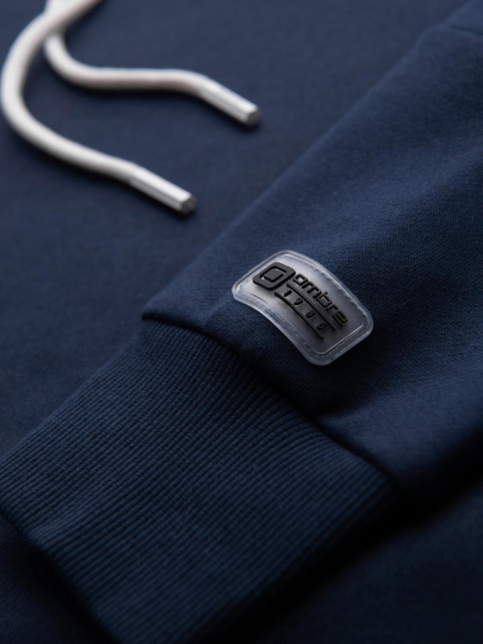 Pánská mikina s kontrastním prošíváním a kapucí - tmavě modrá V2 OM-SSNZ-0250