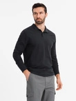 Pánske polokošele BASIC s dlhým rukávom - čierne V2 OM-POBL-0114