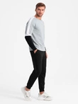 Tri-color men's sweatshirt with raglan sleeves - gray V1 OM-SSNZ-22FW-003