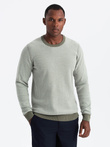 Knitted men's RELAXED FIT sweater with patterns - olive V2 OM-SWSW-0111