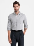 Vyriški SLIM FIT marškiniai su kišenėmis - pilki V2 OM-SHCS-0174