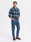 Cămașă bărbătească din flanelă în carouri - albastru V4 OM-SHCS-0150