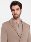 Blazer pentru bărbați cu buzunare aplicate - bej închis V3 OM-BLZB-0127