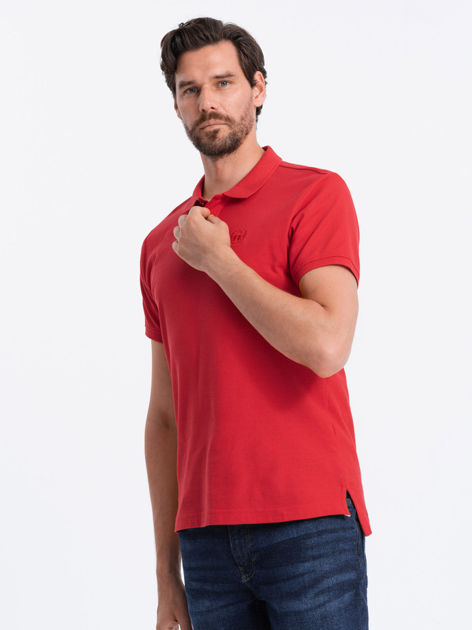 Tricou polo bărbătesc din tricot piqué - roșu V22 S1374