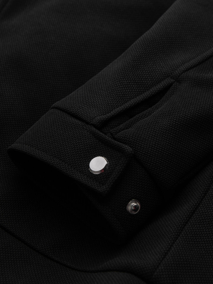 Vyriška dviratininko striukė su atsegama apykakle ir kišenėmis - juoda V2 OM-JALP-0157