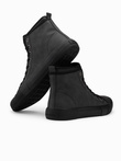 Men's high-top sneakers with decorative upper - graphite V4 OM-FOTH-0158