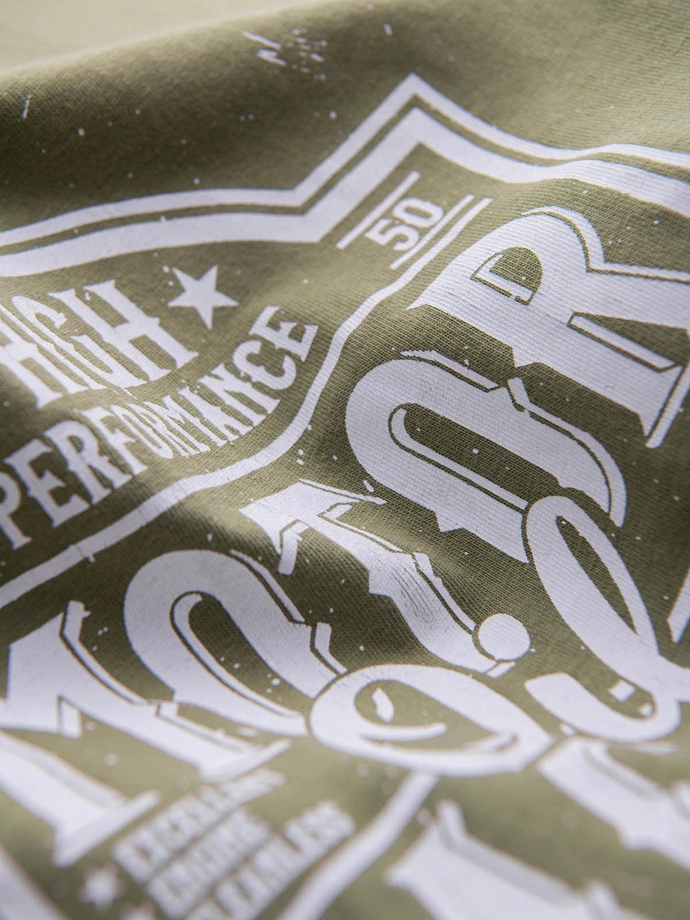 Men's motorcycle style printed t-shirt - olive V2 OM-TSPT-0125