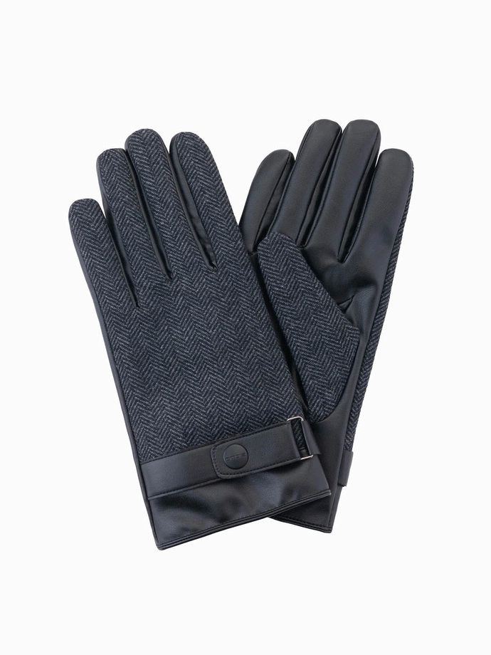 Men's elegant wool blend gloves - graphite melange V2 OM-ACGL-0111