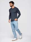Classic men's sweater with round neckline - black V2 OM-SWBS-0106