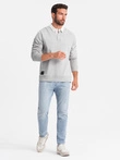 Men's sweatshirt with white polo collar - ash V7 OM-SSNZ-0132