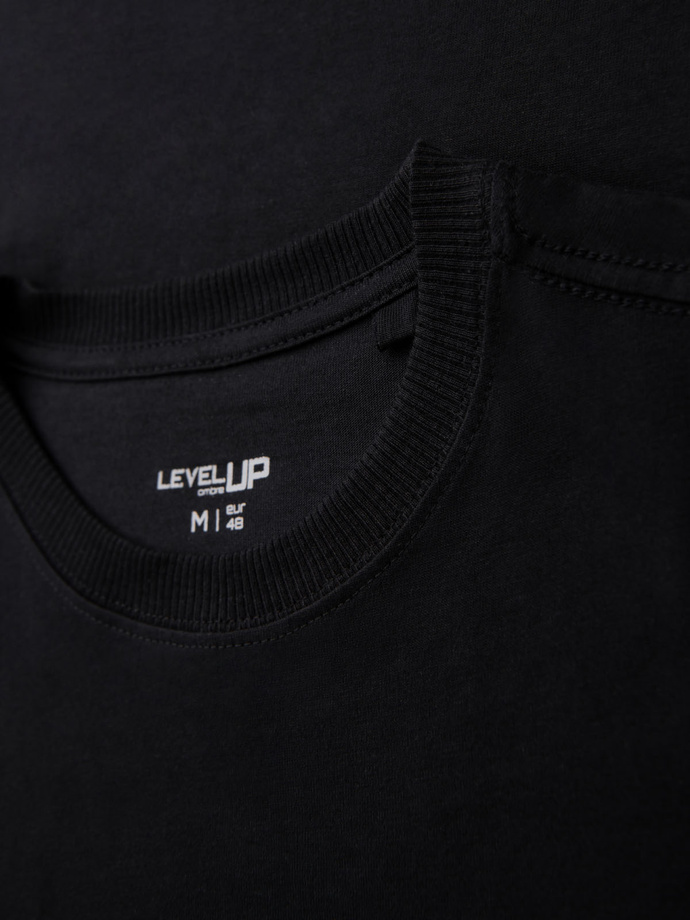 Tricou bărbătesc din bumbac cu buzunar - negru V1 OM-TSPT-0154