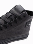 Men's high top canvas sneakers shoes - black V1 OM-FOTH-0186