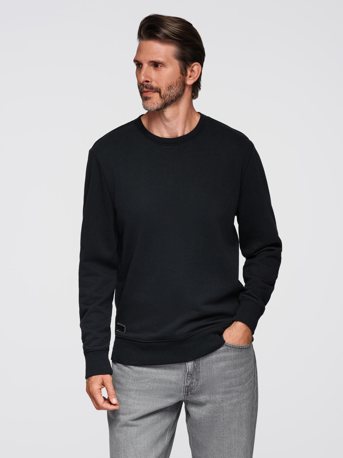 BASIC men's non-stretch cotton sweatshirt - black V9 OM-SSBN-0159