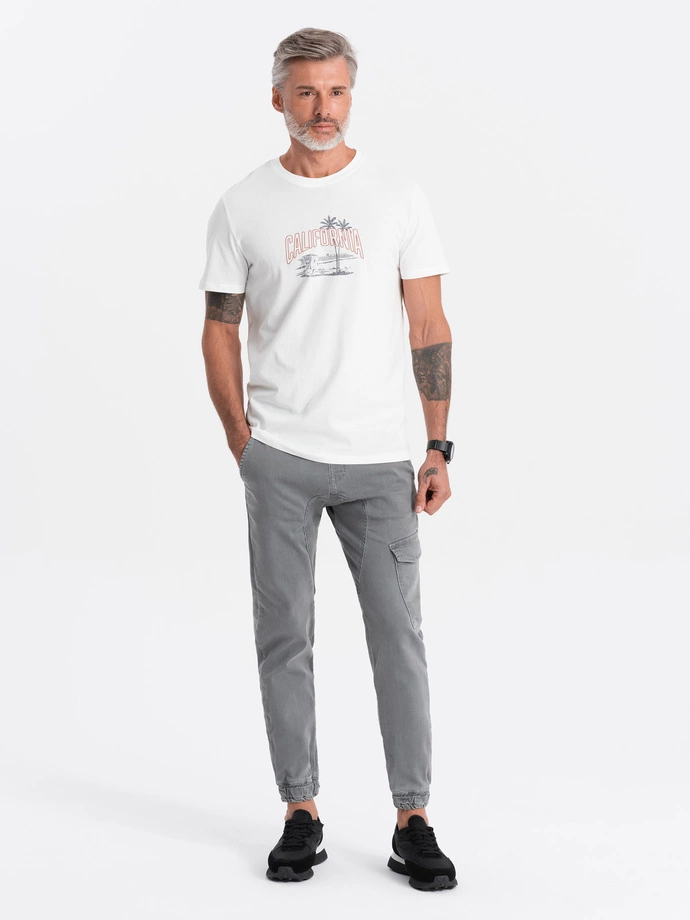 Pantaloni bărbați JOGGERS cu buzunar cargo - gri V4 OM-PADJ-0112