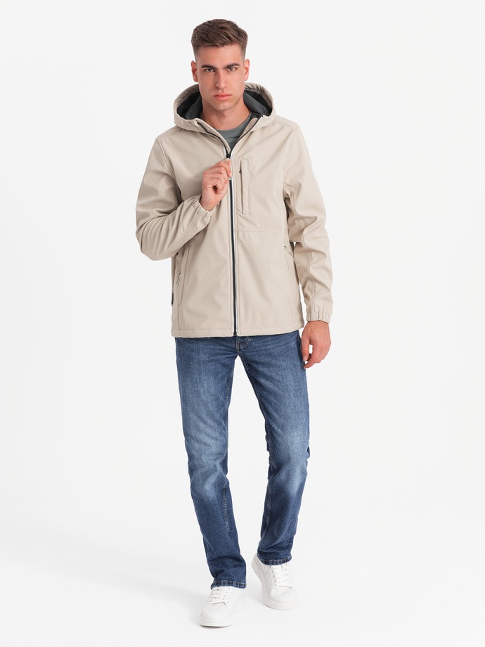 Vyriška SOFTSHELL striukė su fliso viduriu - smėlio spalvos V4 OM-JANP-0137