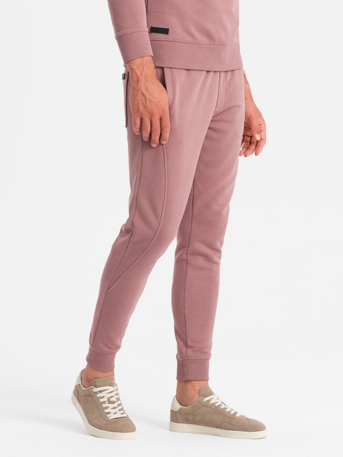 Set hanorac din bumbac pentru bărbați BASIC Hanorac BASIC + joggers - roz închis V4 Z84