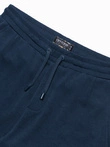 Pantaloni scurți tricotați pentru bărbați cu talie elastică - albastru marin V1 OM-SRCS-0107