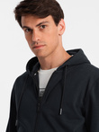 Men's unbuttoned cotton BASIC sweatshirt - black V9 OM-SSBZ-0160