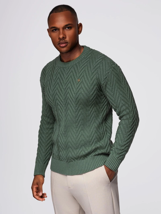 Knitted monochrome men's viscose cardigan - navy blue V1 OM-SWCD-0126