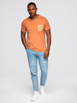Men's cotton t-shirt with printed pocket - orange V3 OM-TSPT-0227